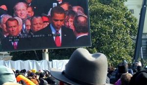 President Barack Obama delivering inaugural address
