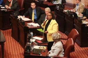  Senator Locke welcoming group to the Senate.